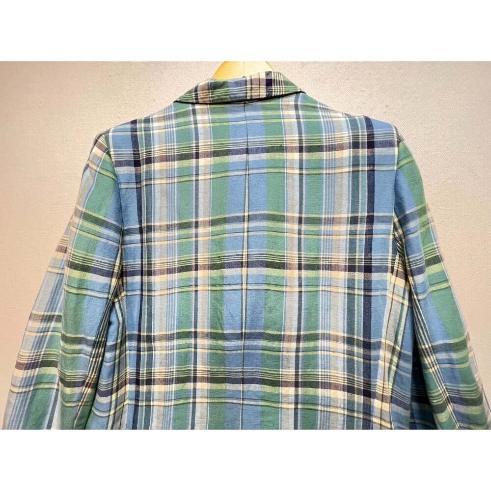 Talbots Women's Classic Linen 2 Button Blazer Long Sleeve Size L Multi Plaid - Picture 10 of 11